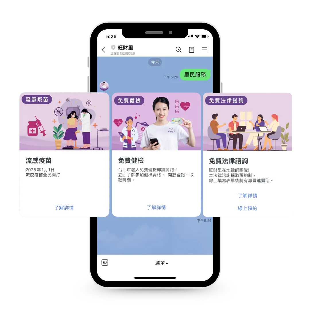 里民服務LINE多頁訊息設計